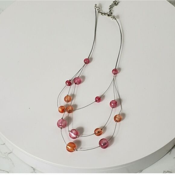 BEADED WIRE Multi-Strand Necklace & French Hook Cluster Earring Set - Picture 8 of 9